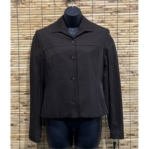 Express Womens Brown Stretch Tailored Blazer Button Front Jacket 5/6 Y2K Office